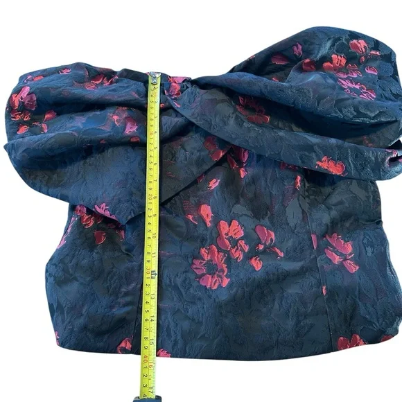 WHBM Black Red Floral Jacquard Off Shoulder Corset Bustier Top 14 Evening Fancy - Picture 11 of 12